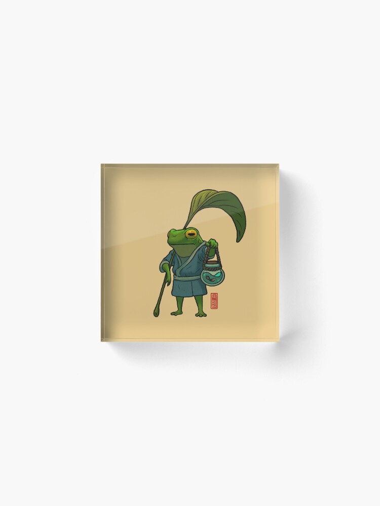 Thumbnail 2 of 5, Acrylic Block, a frog and his son cute father and son artwork designed and sold by DingHuArt.
