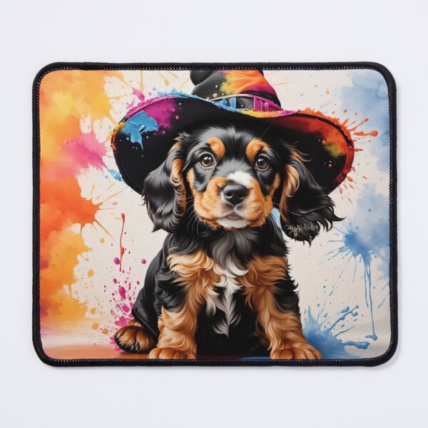 Item preview, Cocker Spaniel Puppy With A Halloween Hat designed and sold by Wolfheartart.