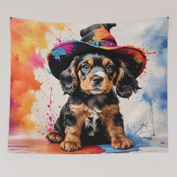 Item preview, Cocker Spaniel Puppy With A Halloween Hat designed and sold by Wolfheartart.