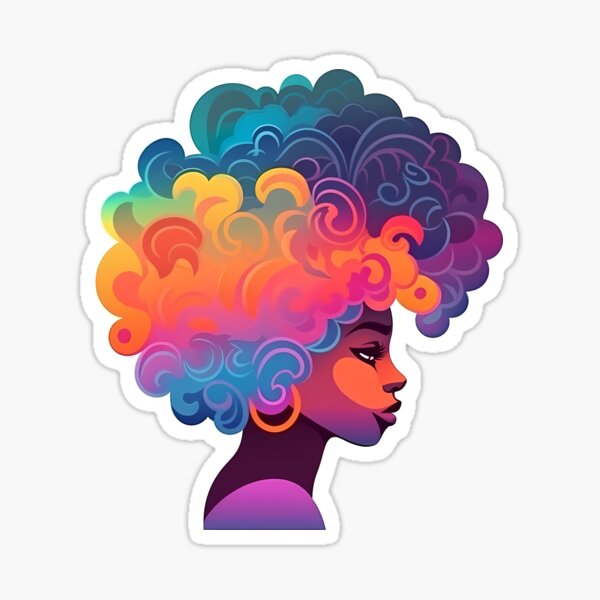 Aperçu de l'œuvre Cheveux Afro Femme Reine Noire Colorée créée et vendue par KD Merch.