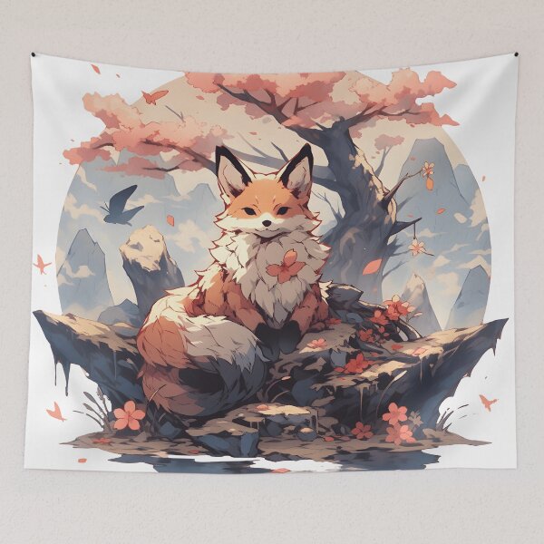 Item preview, Japanese Fox Kitsune designed and sold by Yana Grech.