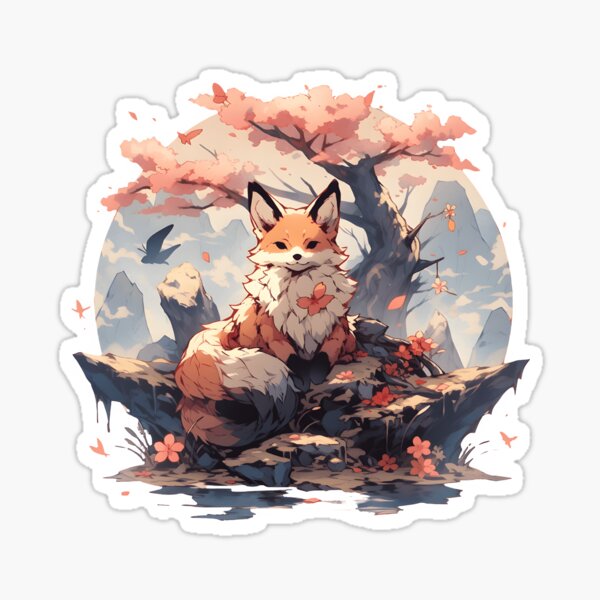 Item preview, Japanese Fox Kitsune designed and sold by Yana Grech.