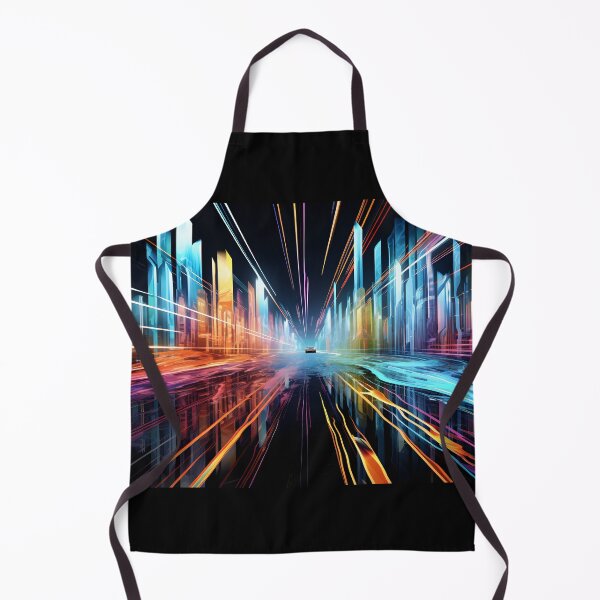 Item preview, A vibrant illustration of futuristic New York in the style of speed, motion and fluorescent light trails designed and sold by AI-Only Creations.