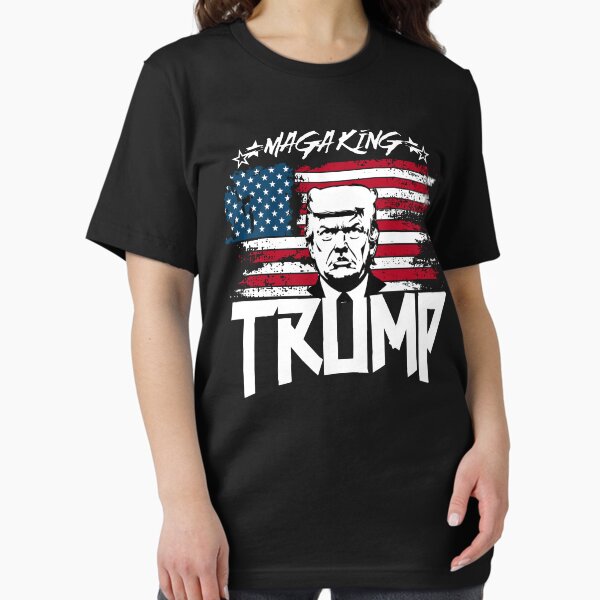 Vista previa del artículo con la obra «Trump Rey Maga», diseñado y vendido por Palati-Watt.