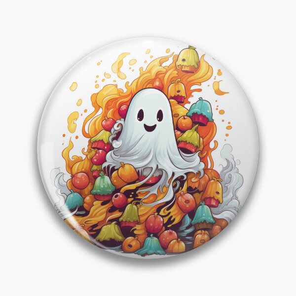 Item preview, Halloween Ghost With Pumpkin and Candy designed and sold by ArtFromBeyond.