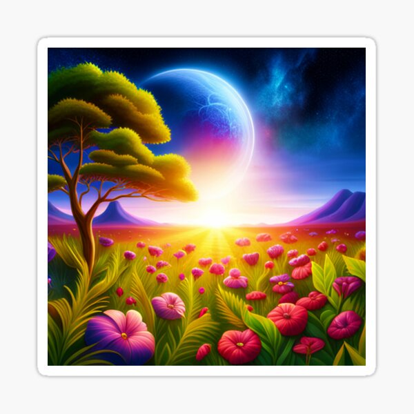 Hibiscus Field and another Planet Sticker