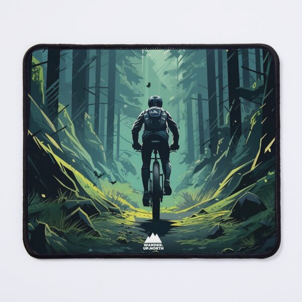 Item preview, Guy Mountain Biking in the moss covered Forest - Digital Art | WanderUpNorthCo designed and sold by WanderUpNorth.