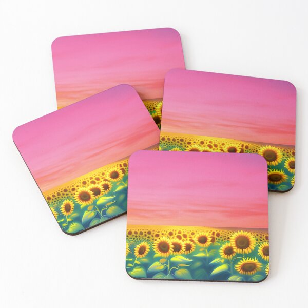 Item preview, Sunflower field with pink sky designed and sold by GasconyPassion.