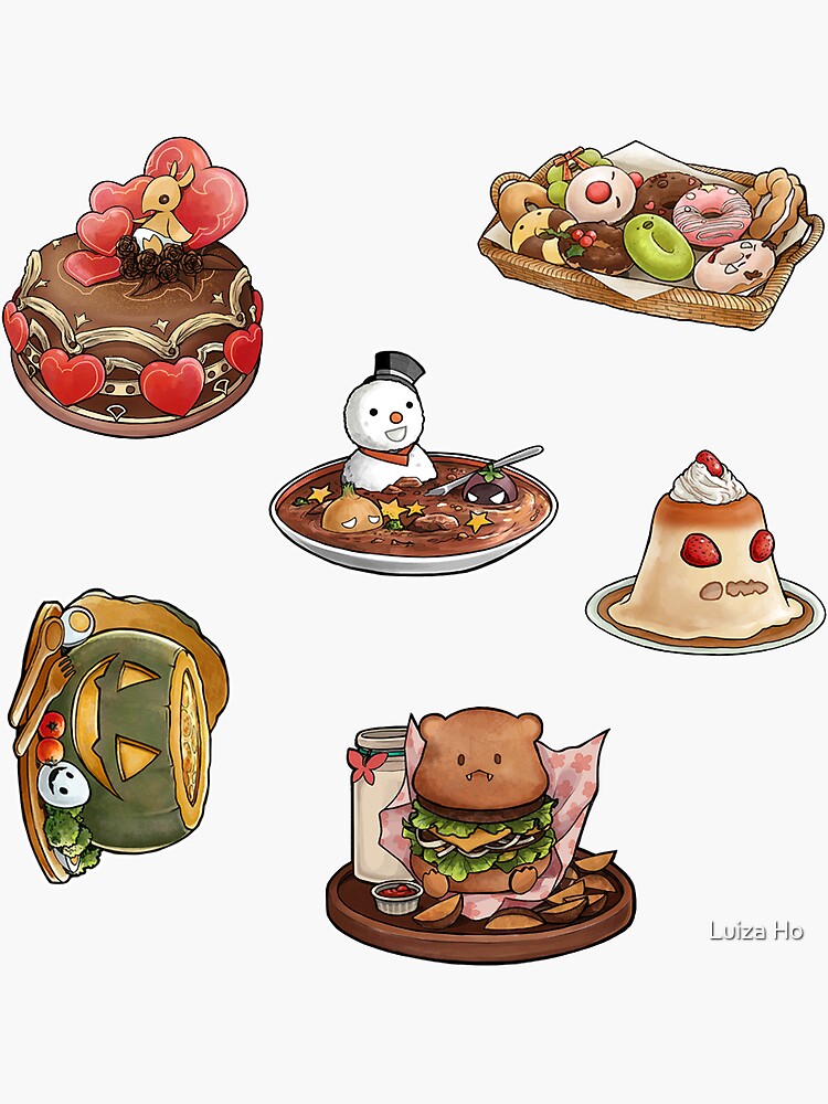 FFXIV mini food stickers Sticker for Sale by Luiza Ho