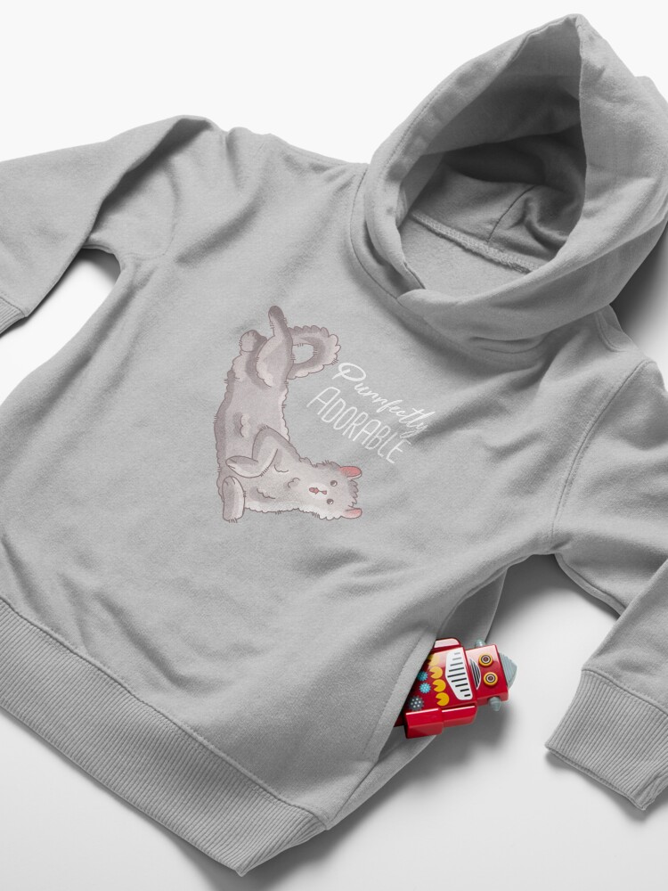 Thumbnail 4 of 5, Toddler Pullover Hoodie, Purrfectly Adorable - White American Curl designed and sold by FelineEmporium.