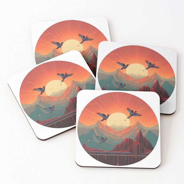 Item preview, Nature’s Canvas: Birds Dancing above Sunset Mountains designed and sold by Promagine.
