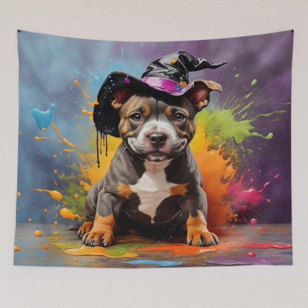 Item preview, Staffordshire Bull Terrier Puppy With A Hat designed and sold by Wolfheartart.