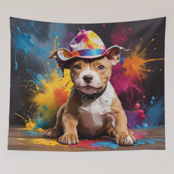 Item preview, American PitBull Puppy With A Hat designed and sold by Wolfheartart.