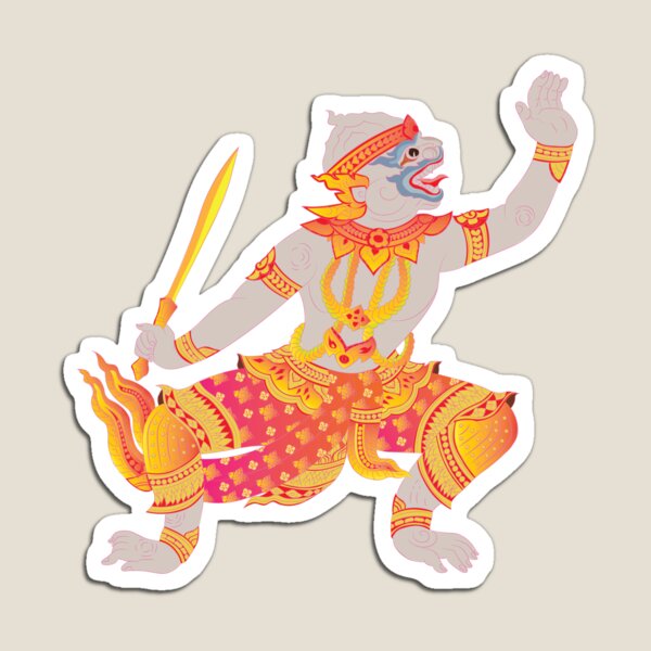 Item preview, Hanuman holding a sword, Wall painting, Monkey, King of Monkeys, Modern Thai Art, Thai literature, Souvenir, Amazing Thailand designed and sold by Kasalongdesign.