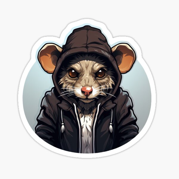 Vista previa del artículo con la obra «Cool Rat con ropa informal», diseñado y vendido por Sidewayanimals.