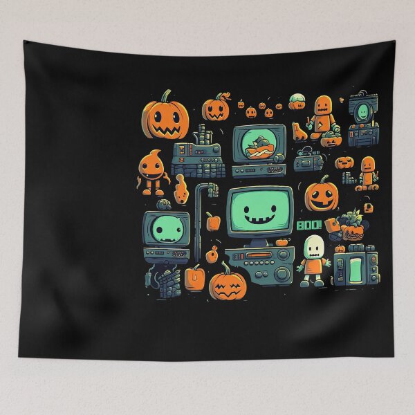 Item preview, Retro Video Game Halloween Nerdy Geeky Jack-o-Lantern Funny Spooky design  designed and sold by Cybermariko.