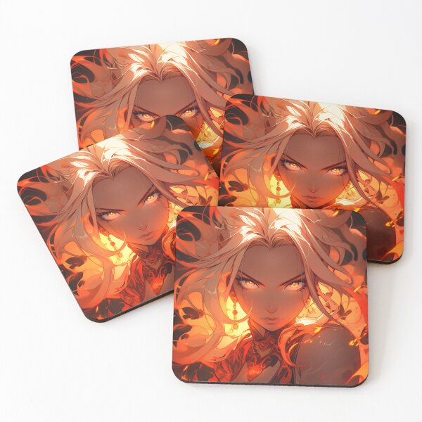 Item preview, Vibrant and eye-catching illustration of a manga-inspired anime woman in flames designed and sold by AI-Only Creations.