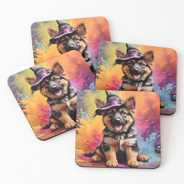 Item preview, German Shepherd Dog Puppy With A Halloween Hat designed and sold by Wolfheartart.