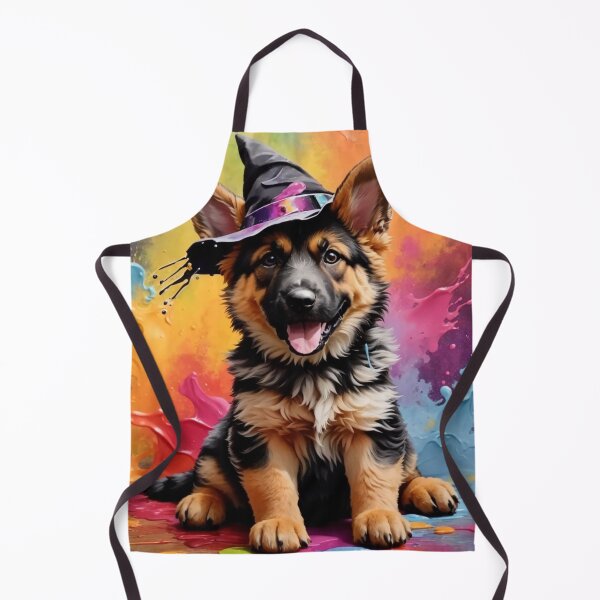 Item preview, German Shepherd Dog Puppy With A Halloween Hat designed and sold by Wolfheartart.