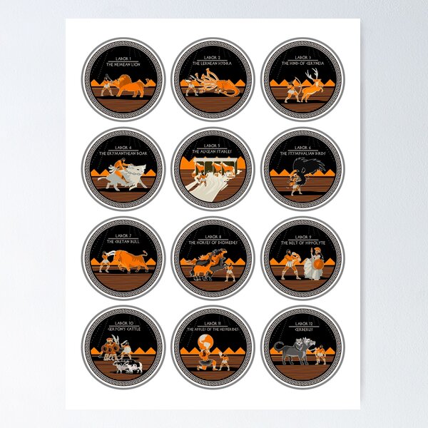 Item preview, hercules heracles mythology twelve labors designed and sold by matintheworld ( delcarmat ).
