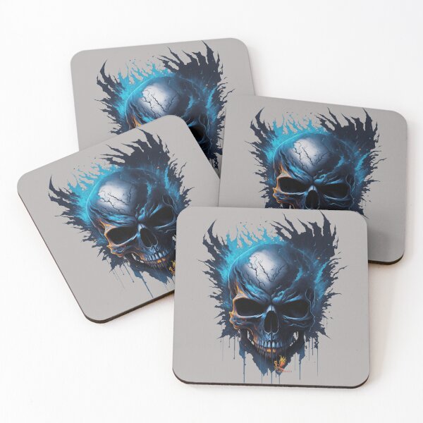 Item preview, Frozen Skull Head with Blue Flames (Grey) designed and sold by AmaziaCo.