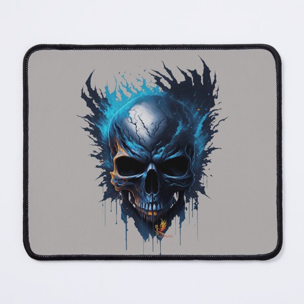 Item preview, Frozen Skull Head with Blue Flames (Grey) designed and sold by AmaziaCo.
