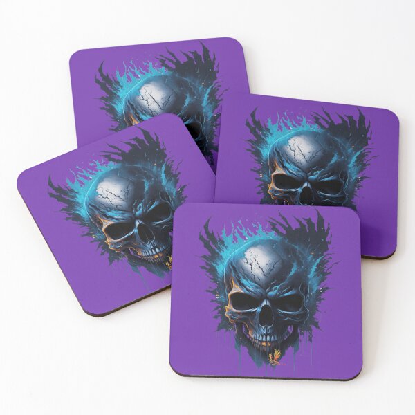 Item preview, Frozen Skull Head with Blue Flames (Purple) designed and sold by AmaziaCo.