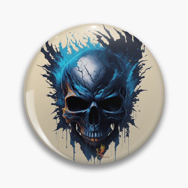 Item preview, Frozen Skull Head with Blue Flames (Beige) designed and sold by AmaziaCo.