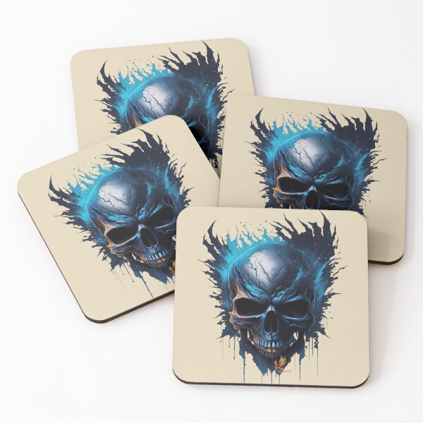 Item preview, Frozen Skull Head with Blue Flames (Beige) designed and sold by AmaziaCo.