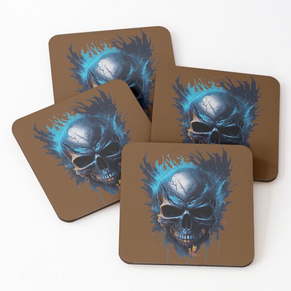 Item preview, Frozen Skull Head with Blue Flames (Brown) designed and sold by AmaziaCo.