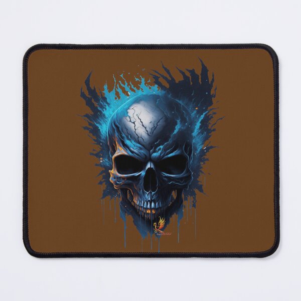 Item preview, Frozen Skull Head with Blue Flames (Brown) designed and sold by AmaziaCo.