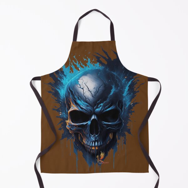 Item preview, Frozen Skull Head with Blue Flames (Brown) designed and sold by AmaziaCo.