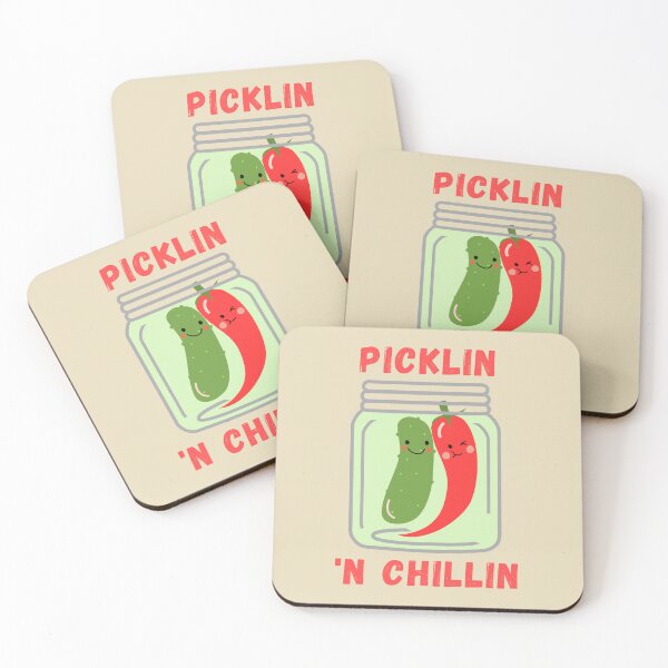 Item preview, Pickle and chili pepper chilling in a jar designed and sold by FatBirdie.