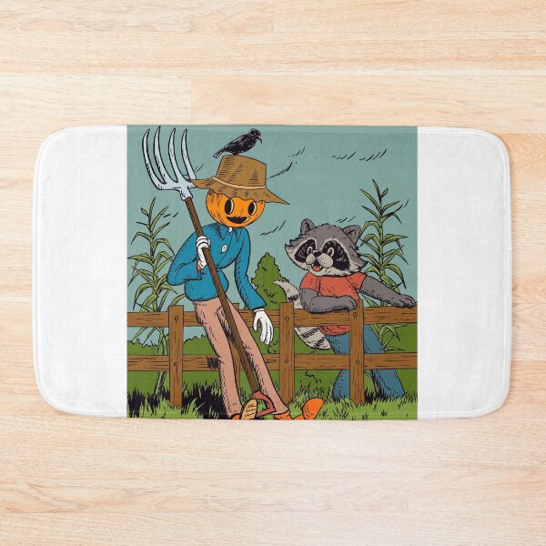 Item preview, Racoon talking to a scarecrow - halloween themed racoon illustration  designed and sold by NaturesBandit.