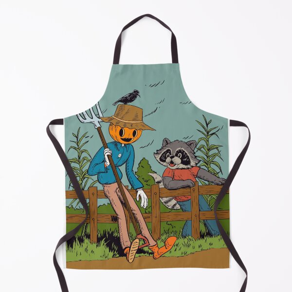 Item preview, Racoon talking to a scarecrow - halloween themed racoon illustration designed and sold by NaturesBandit.