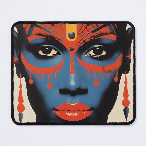 Item preview, Pop Art Vintage Image of African Woman Portrait with Traditional Indigenous Colorful Face Painting and Ethnic Clothing designed and sold by Je-we.