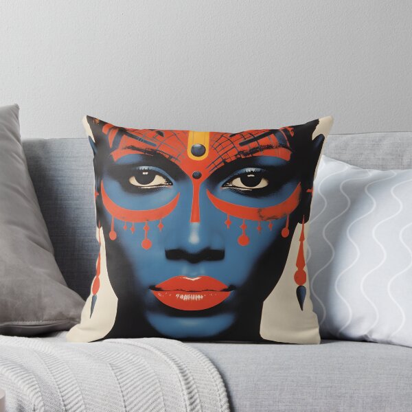 Item preview, Pop Art Vintage Image of African Woman Portrait with Traditional Indigenous Colorful Face Painting and Ethnic Clothing designed and sold by Je-we.