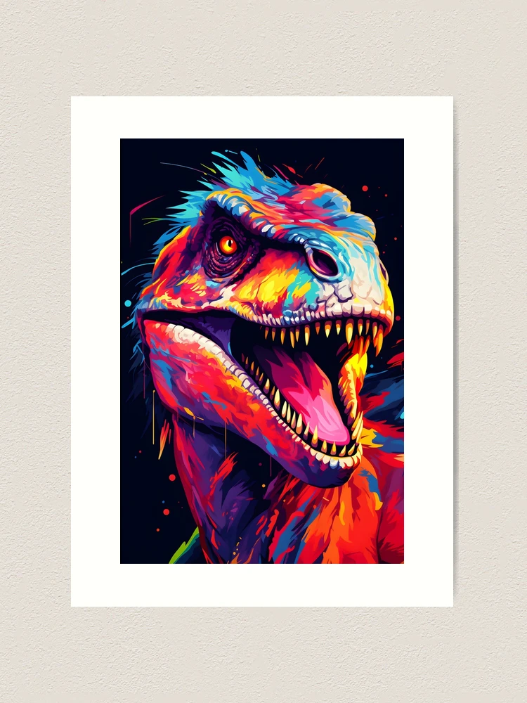 Colorful selling Dinosaur Painting signed original color visionary