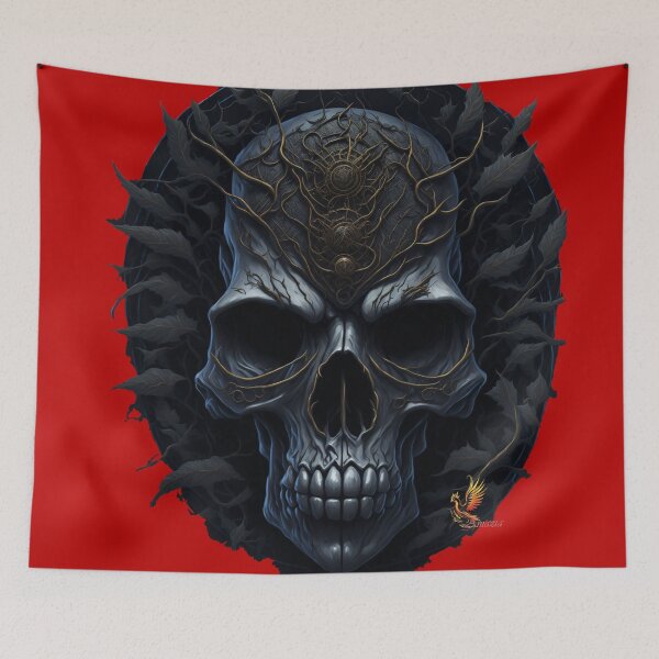 Item preview, Dark Steampunk Skull (Red) designed and sold by AmaziaCo.
