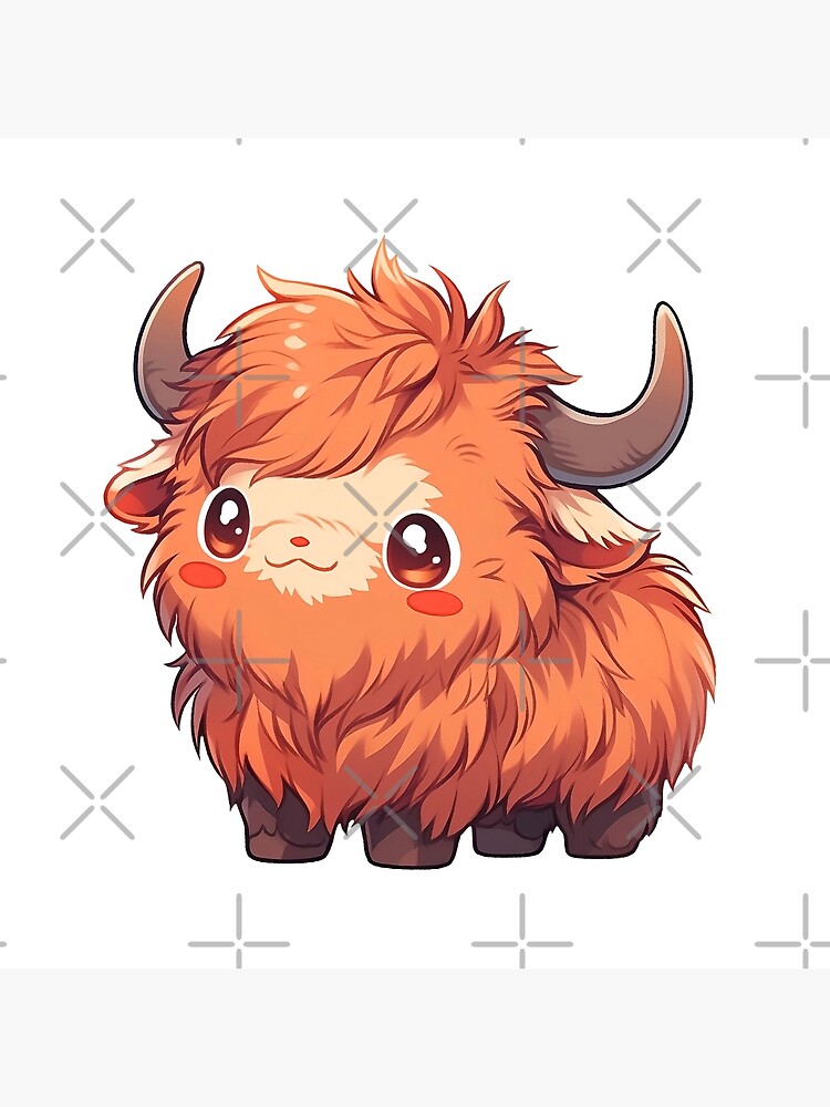 Cute Kawaii Scottish Hairy Highland Cow Poster for Sale by