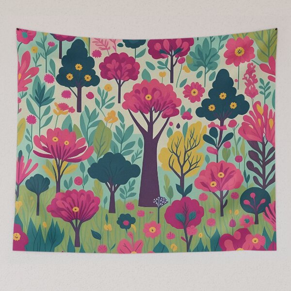 Item preview, Colorful Trees and Flowers Pattern Design Nature Theme designed and sold by deepakrode7.