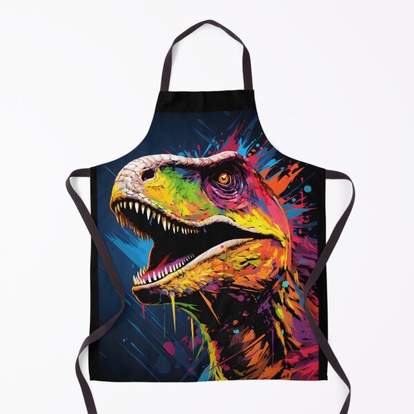 Item preview, A vibrant mural of a colorful Velociraptor in the style splattered paint designed and sold by AI-Only Creations.