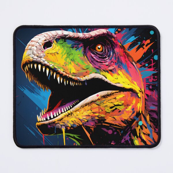 Item preview, A vibrant mural of a colorful Velociraptor in the style splattered paint designed and sold by AI-Only Creations.