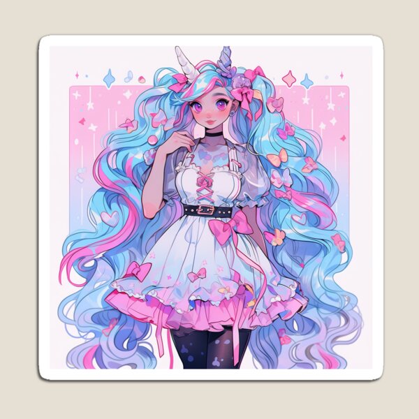 Kawaii Pink and Blue Lolita Anime Girl Poster for Sale by bubblegoth