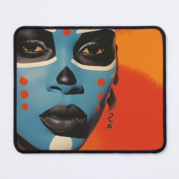 Item preview, Pop Art Vintage Image of African Woman Portrait with Traditional Indigenous Colorful Face Painting and Ethnic Clothing designed and sold by Je-we.