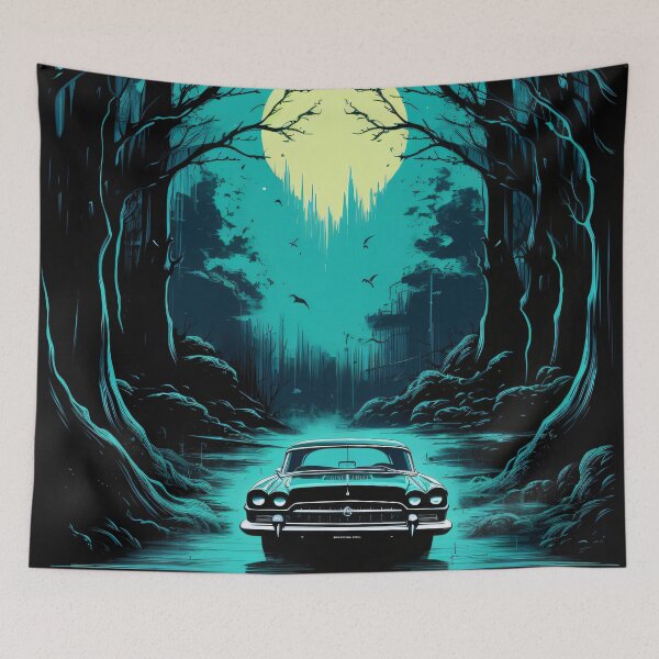 Item preview, Abanded Car On A Forest Road - Halloween Spooky designed and sold by liminal-concept.