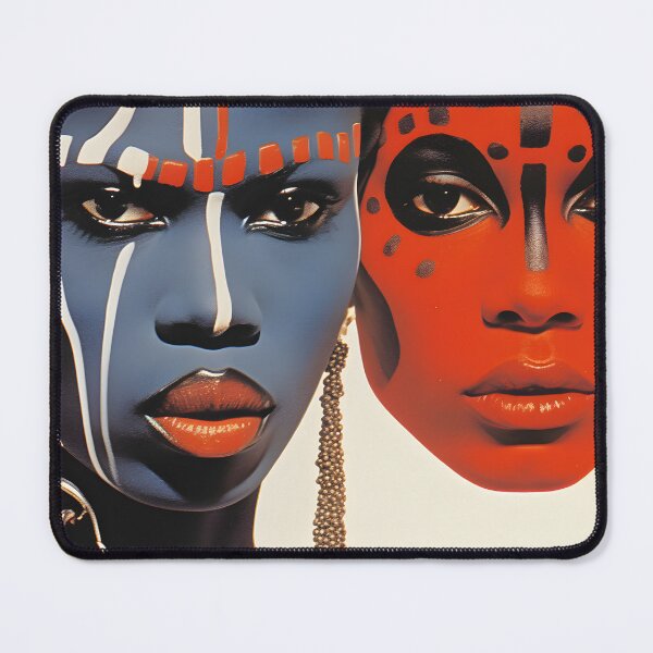 Item preview, Pop Art Vintage Image of African Woman Portrait with Traditional Indigenous Colorful Face Painting and Ethnic Clothing designed and sold by Je-we.