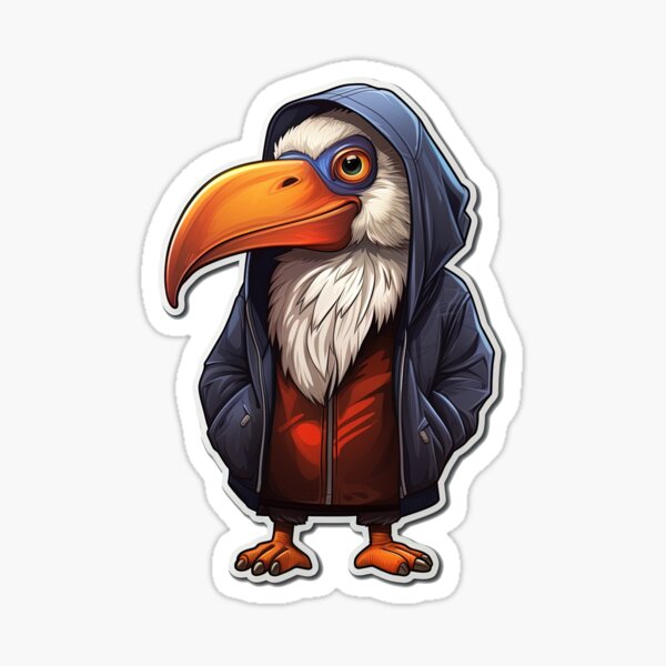 Vista previa del artículo con la obra «Cool Tucán en ropa casual», diseñado y vendido por Sidewayanimals.