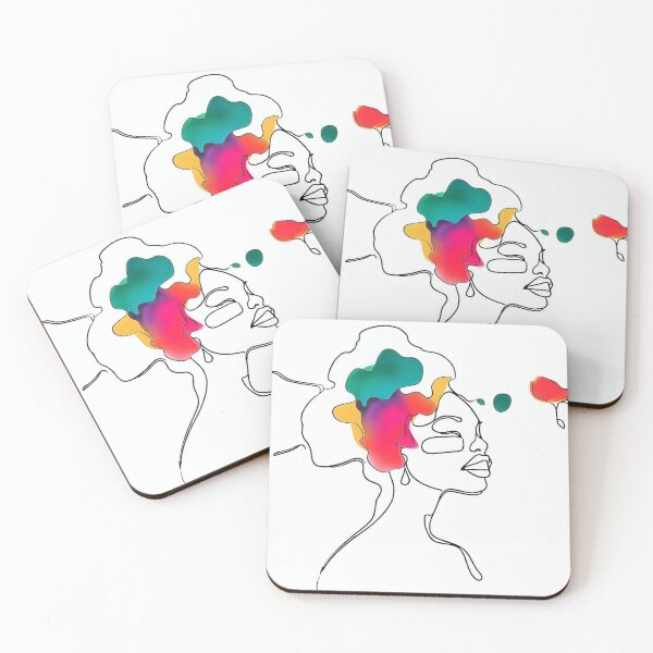 Item preview, Colorful Fusion: Woman in a Single Line with Ink Blot Splashes designed and sold by ReplyGirl.