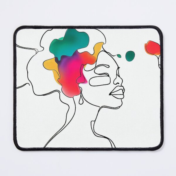 Item preview, Colorful Fusion: Woman in a Single Line with Ink Blot Splashes designed and sold by ReplyGirl.